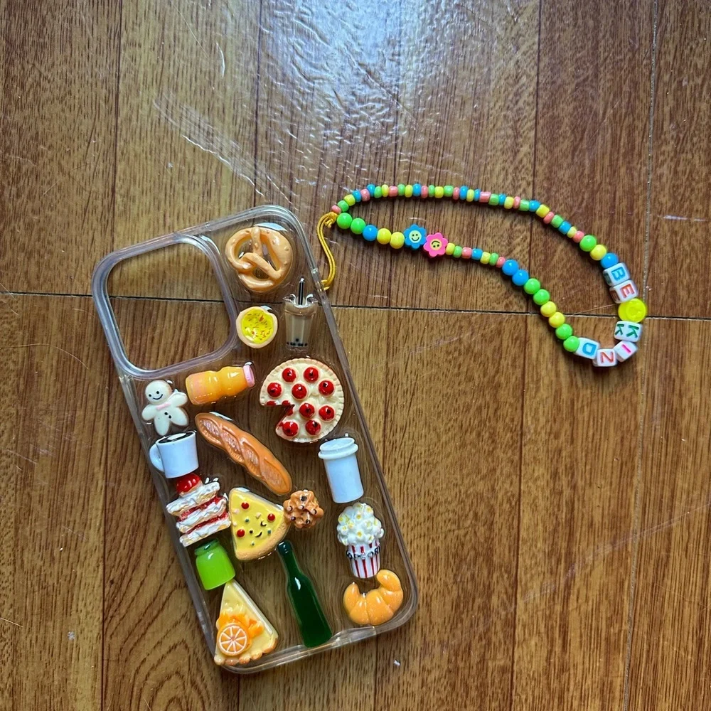Colorful Beaded iPhone 14 Pro Max Case with Food Charms